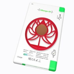 Power Bank With Lotus Charm iPhone Android Cell Phone Tablet